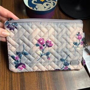 Lug Peekaboo Wristlet with Floral Design - Gray and Purple